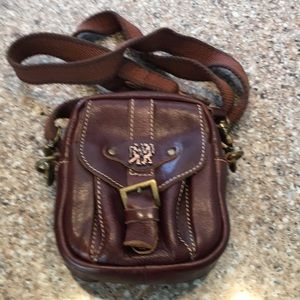 Brown leather punk fanny belt bag pouch crossbody
